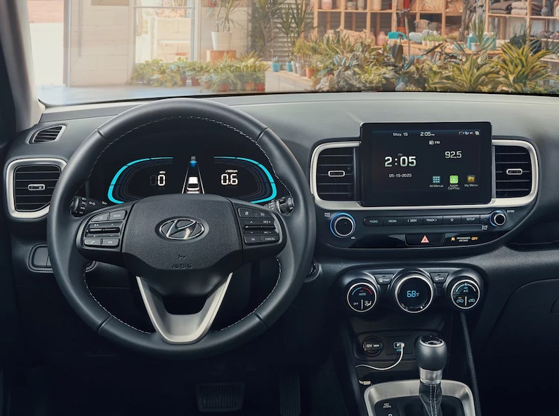 The 2026 Hyundai Venue is a subcompact SUV with a 1.6-liter engine, seating for 5 passengers, and 31.9 cu ft of cargo space.