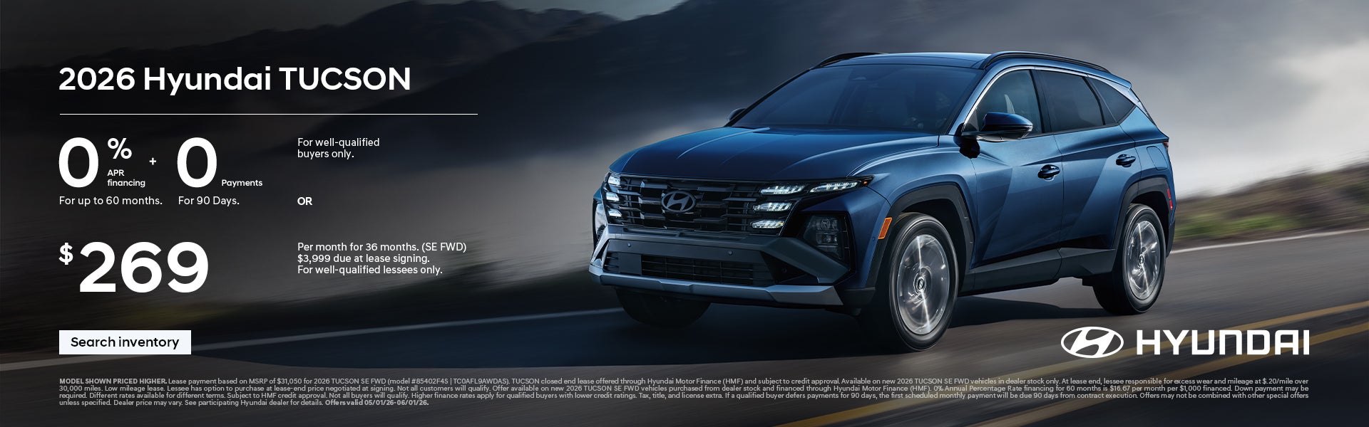 2026 Hyundai Tucson APR or Lease Offer