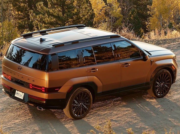 The 2026 Hyundai Santa Fe is a three-row SUV, powered by a standard 277-horsepower turbo engine, starting near $35,050 MSRP.